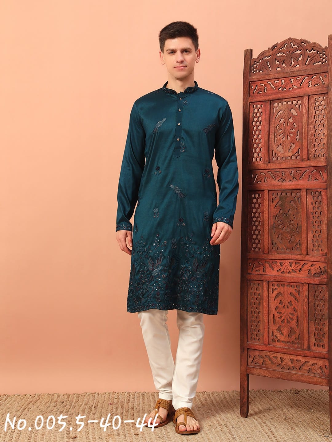 MEN’S KURTA PYJAMA HEAVY SMART SILK - TEAL