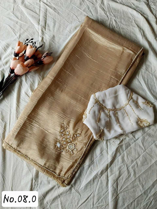 SOFT CANDY CRUSH SAREE WITH PRE-STITCHED BLOUSE