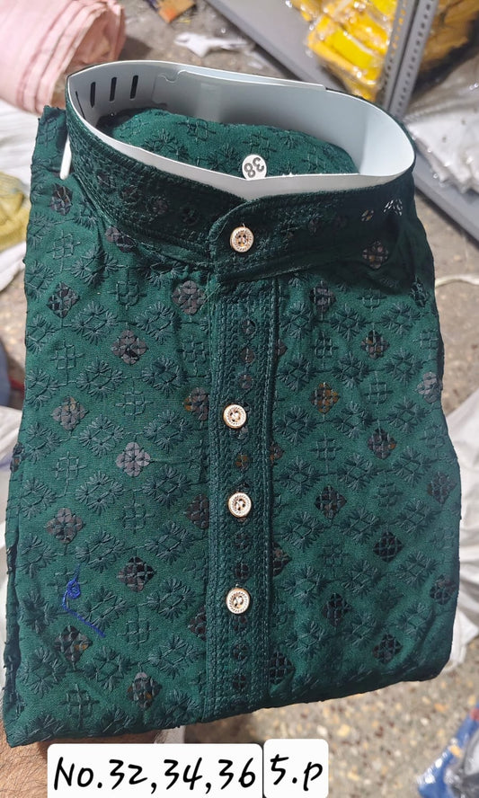 KID SEQUENCE KURTA PYJAMA - GREEN