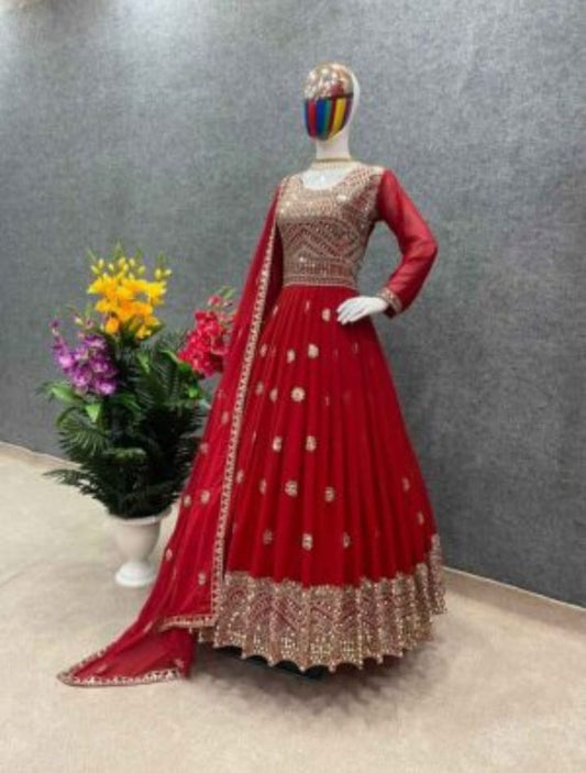 HEAVY GEORGETTE LONG GOWN AND PANT WITH DUPATTA