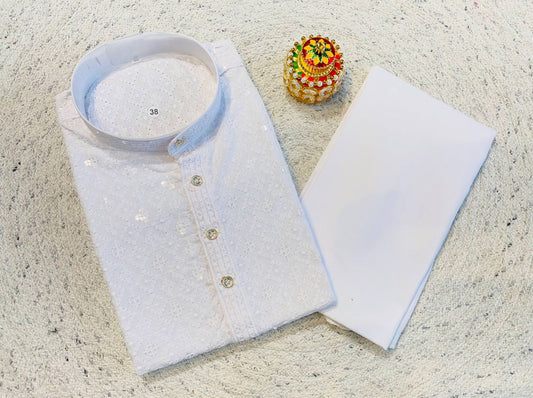 MEN'S CHIKENKARI KURTA PYJAMA