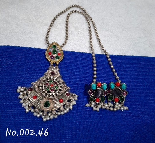 FUSION TRENDY LONG NECKLACE WITH EARRING- MULTI