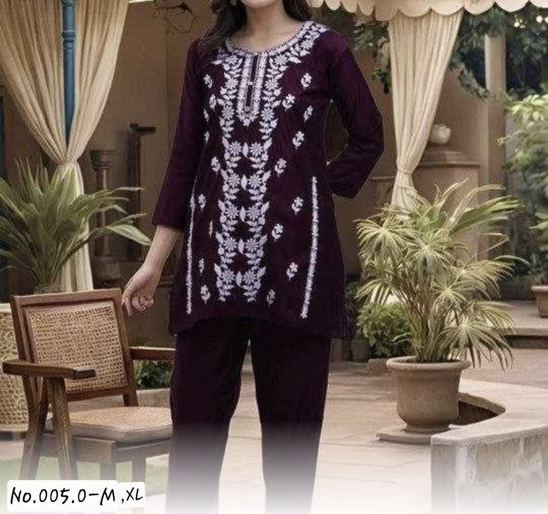 RAYON EMBROIDERY CO ORD SET