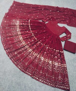 PARTY WEAR FAUX GEORGETTE GOWN AND PANT WITH DUPPATTA