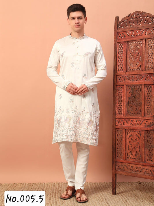 MEN’S KURTA PYJAMA HEAVY SMART SILK - CREAM