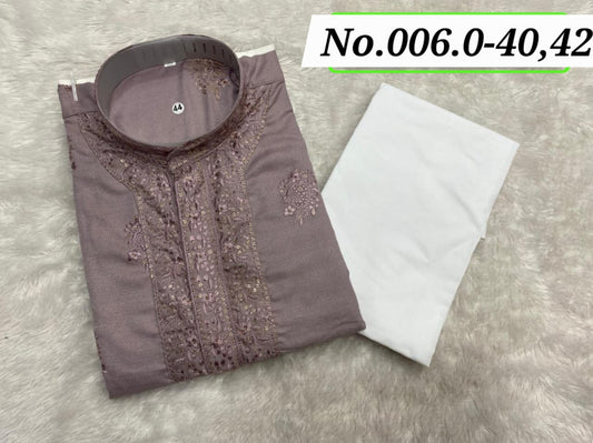 MEN’S KURTA PYJAMA - REYON SOFT HEAVY SILK SEQUENCE WORK