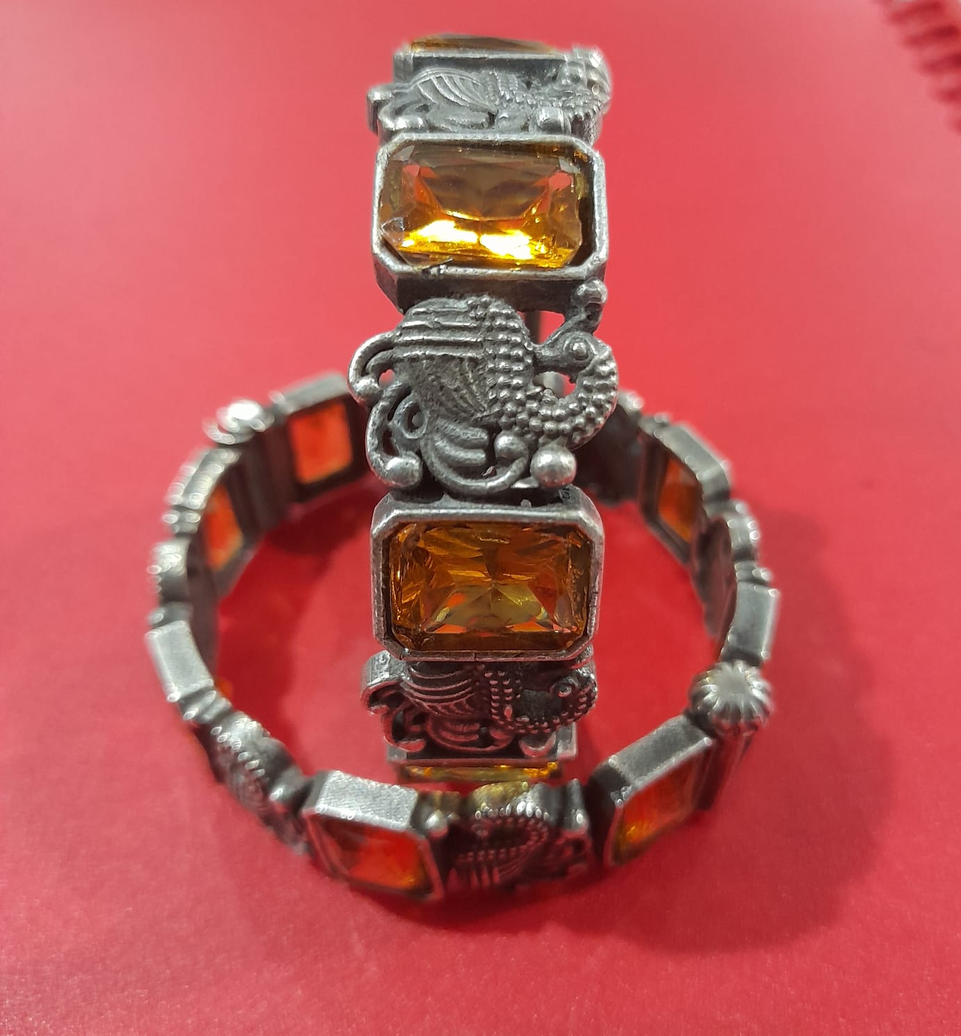 OXIDISED STATEMENT STONE KADA- LIME COLOUR
