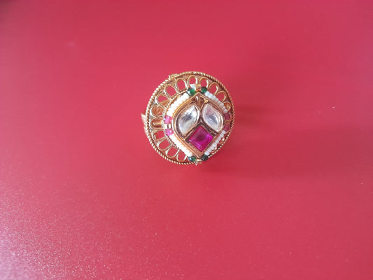 BEAUTIFUL STATEMENT ADJUSTABLE FINGER RING RUBY