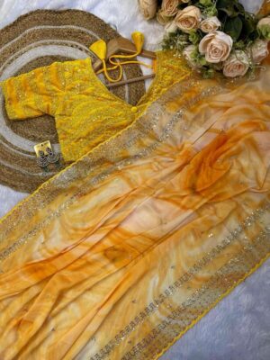 RANGOLI SILK SAREE WITH EMBROIDERY PRE-STICHED BLOUSE
