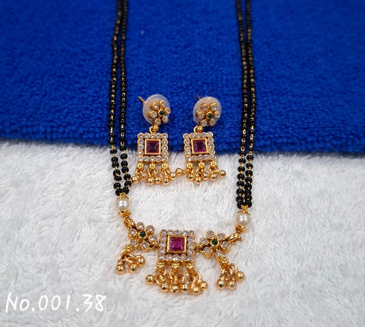 TRENDY ANTIQUE SHORT MANGALSUTRA WITH EARRING