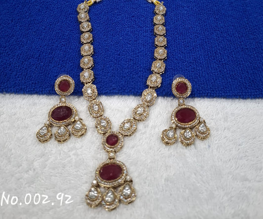 BEAUTIFUL DESIGNER AD RUBY LONG NECKLACE WITH EARRING