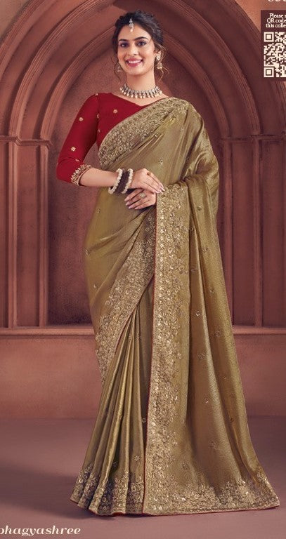 BEAUTIFUL ORGANZA SAREE WITH PRE-STITCHED BLOUSE