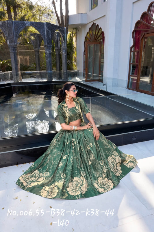 FLOWER PRINT INDO WESTERN LEHENGA BLOUSE WITH JACKET