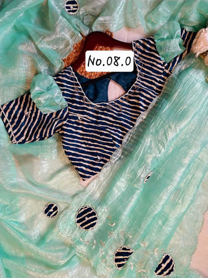 HEAVY CANDY CRUSH SAREE WITH PRE-STITCHED BLOUSE