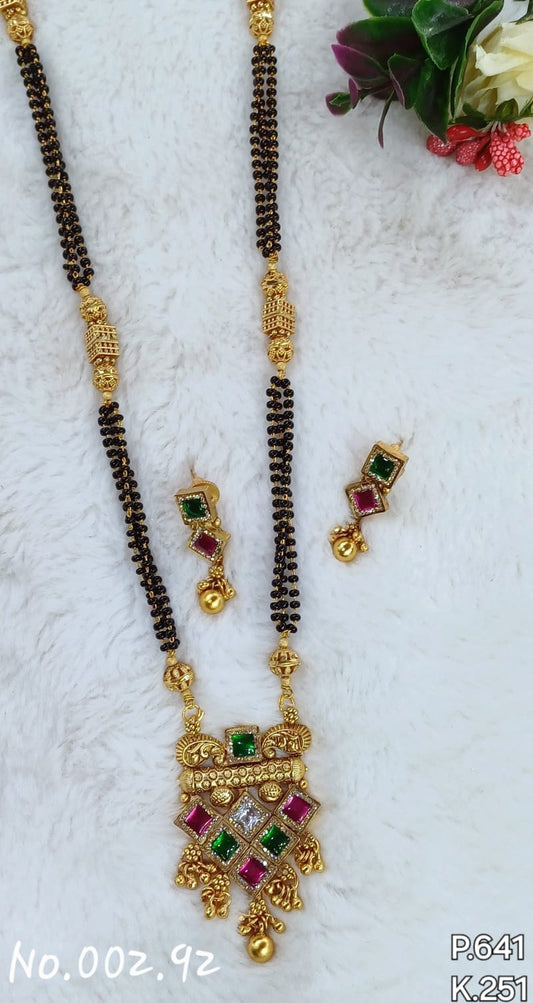 TRENDY ANTIQUE LONG MANGALSUTRA WITH EARRING