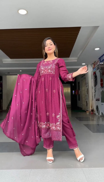 BEUTIFUL PARTY WEAR LONG GOWN AND PANT WITH DUPPATTA