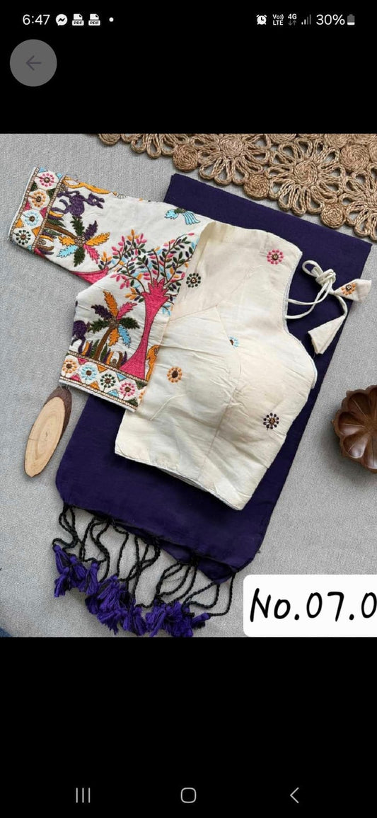 KHADI COTTON SAREE WITH PRE-STITCHED BLOUSE