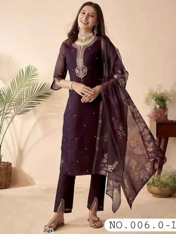 FANCY CHANDERI EMBROIDERY WORK - READY TO WEAR