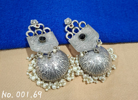 LONG STATEMENT LIGHT WEIGHT GERMAN SILVER JHUMKA