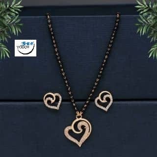 AD SHORT MANGALSUTRA WITH EARRING