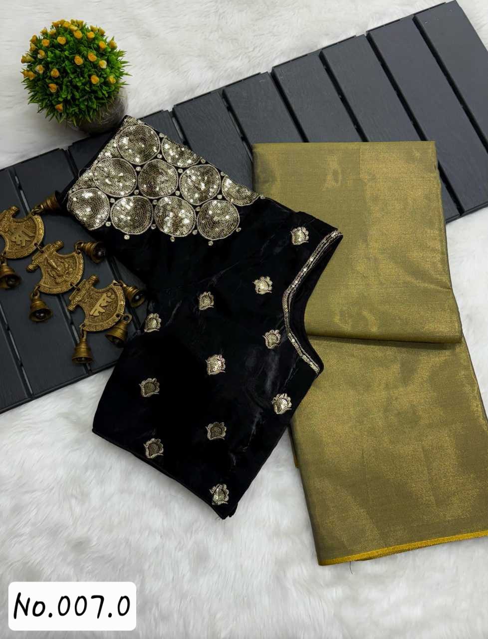 BEAUTIFUL UPPADA PATTU SAREE WITH STITCHED WORK BLOUSE