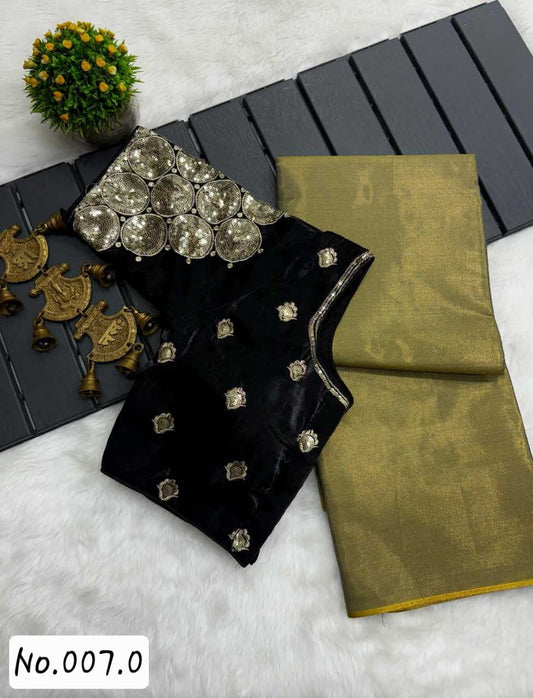 BEAUTIFUL UPPADA PATTU SAREE WITH STITCHED WORK BLOUSE