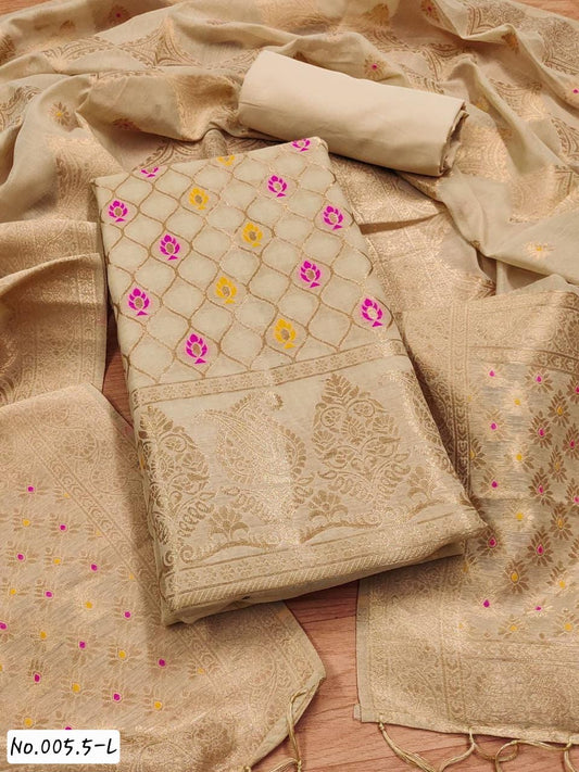 SALWAR KAMEEZ SUIT - JACQUARD SILK - READY TO WEAR - SIZE L