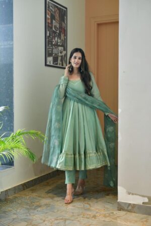 WEDDING SPECIAL LONG GOWN WITH PANT AND DUPATTA