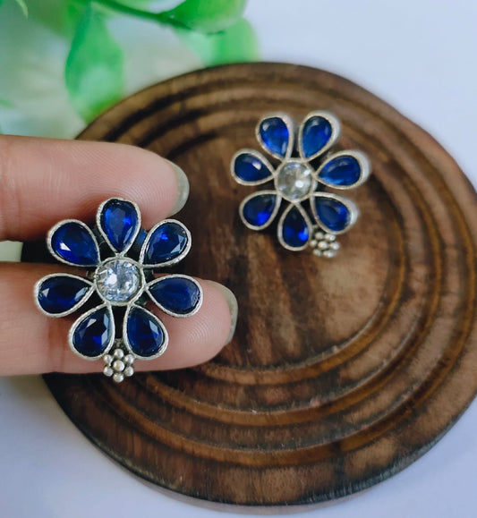 GERMAN SILVER STATEMENT STUD- ROYAL BLUE