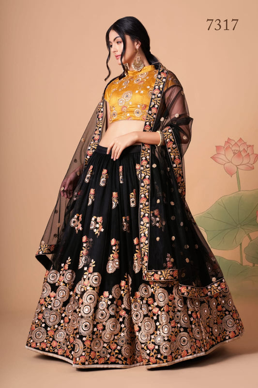 FULLY STITCHED - HEAVY EMBROIDERY MIRROR WORK LEHENGA