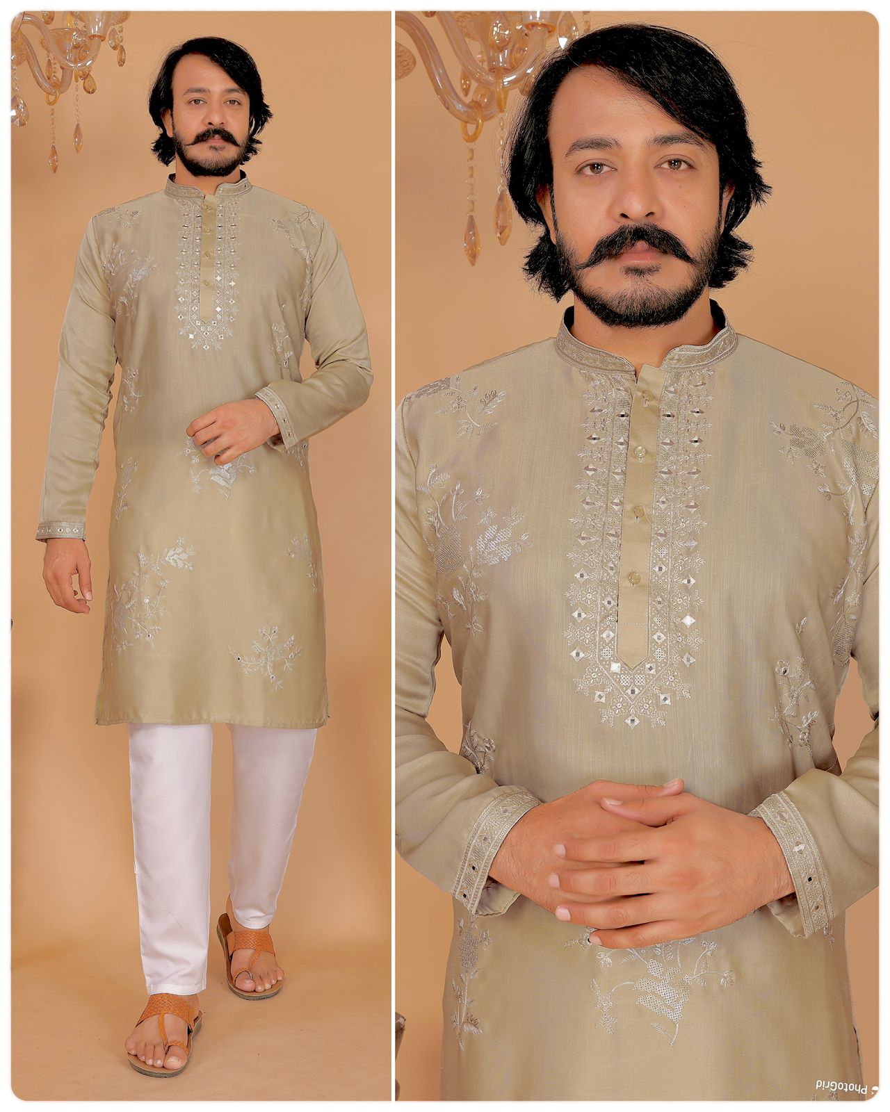 MEN’S KURTA PYJAMA - HEAVY VISCOSE SILK - GOLDEN