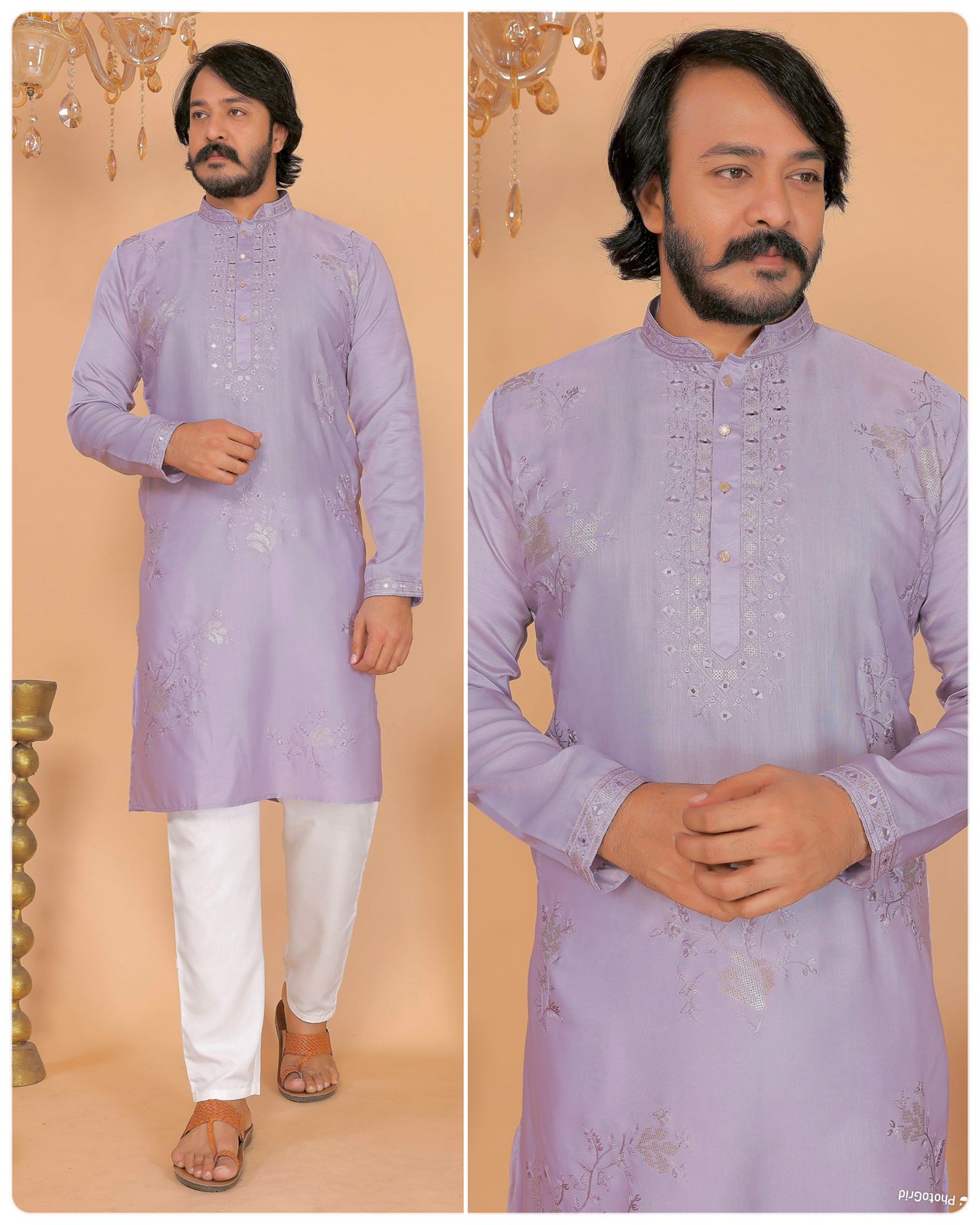 MEN’S KURTA PYJAMA - HEAVY VISCOSE SILK - LILAC