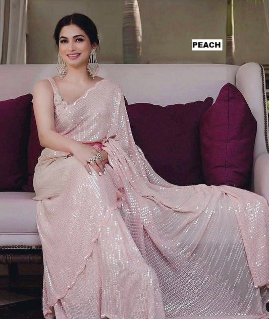 SEQUENCE SAREE WITH PRE-STITCHED BLOUSE