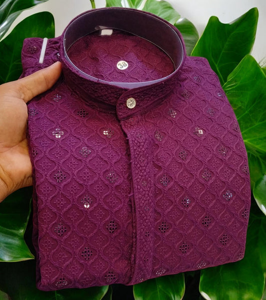 MEN’S KURTA PYJAMA EMBROIDERY SEQUENCE WORK