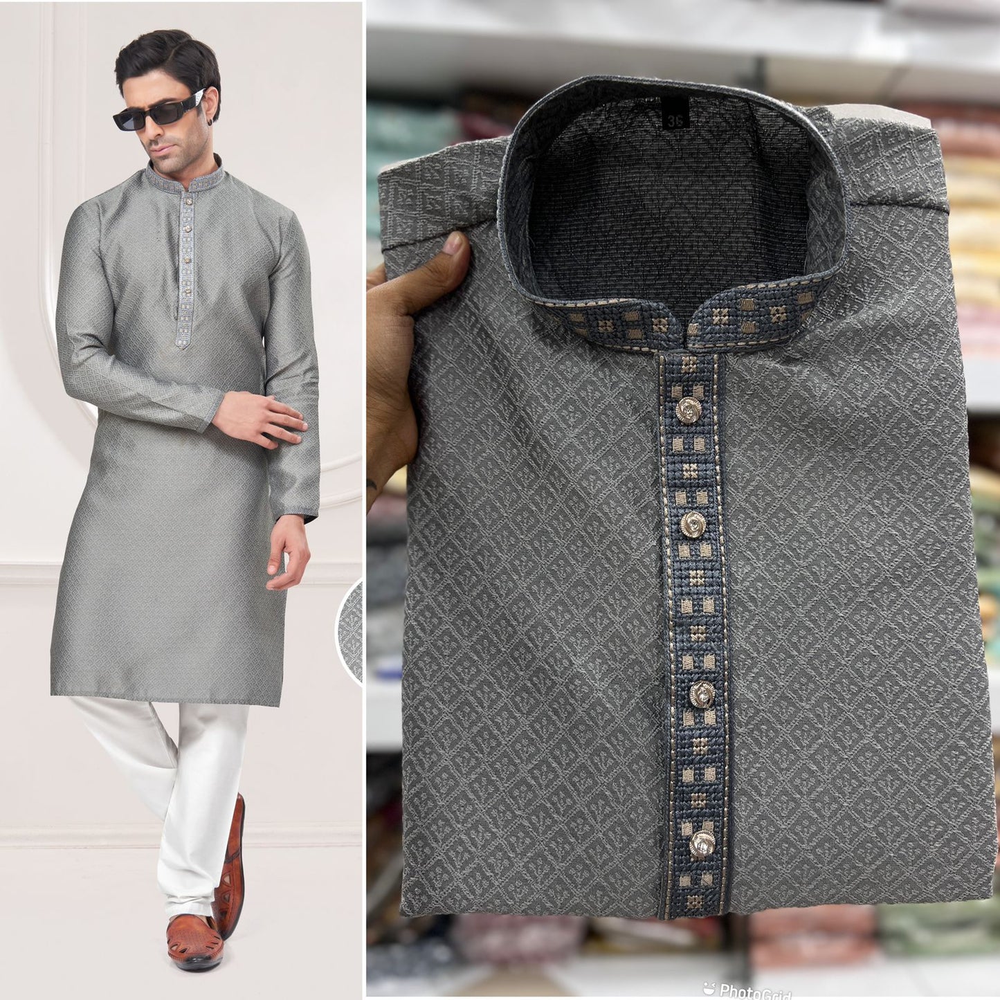 MEN’S KURTA PYJAMA WITH HEAVY EMBROIDERY WORK