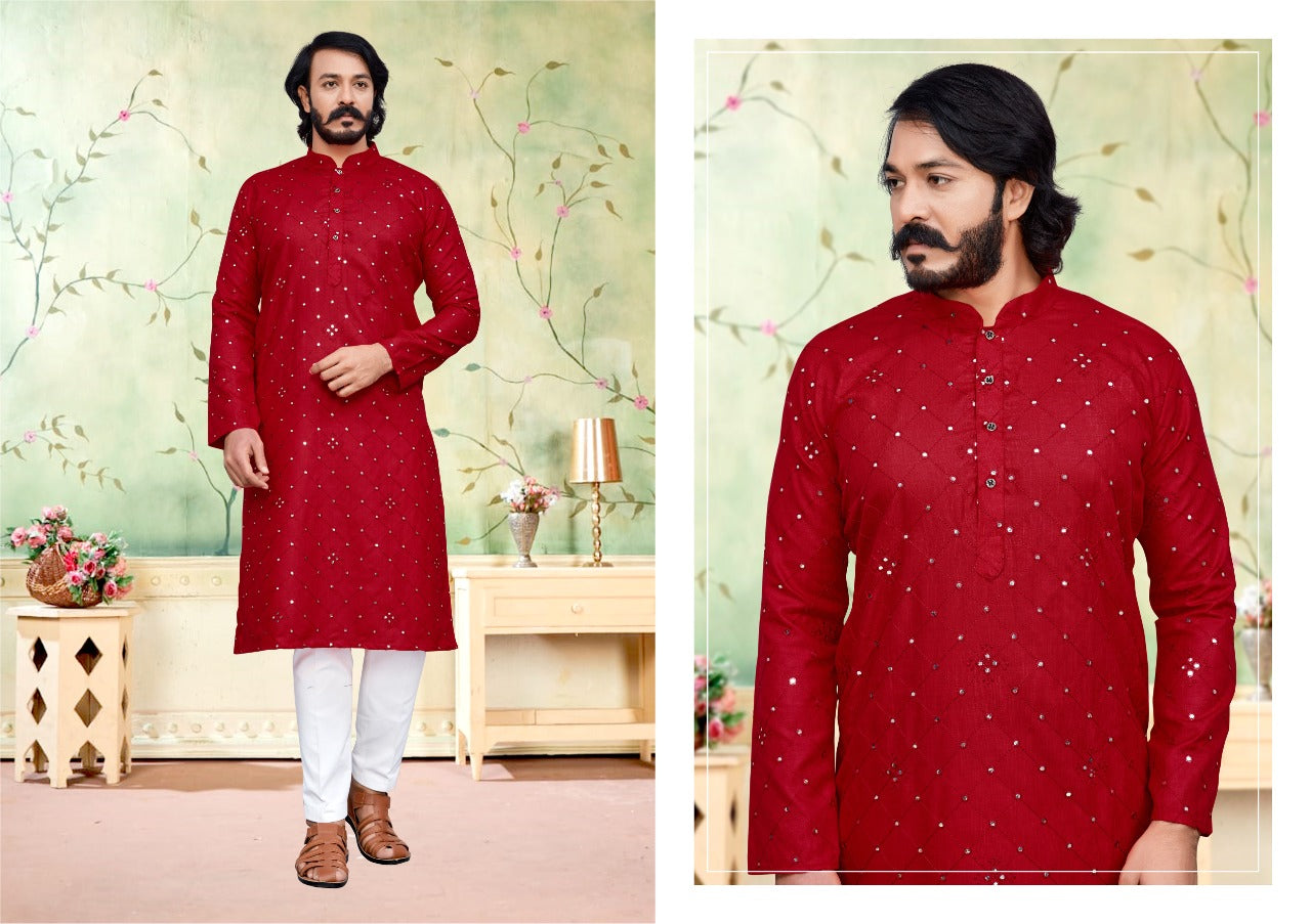 MEN’S KURTA PYJAMA WITH HEAVY EMBROIDERY WORK