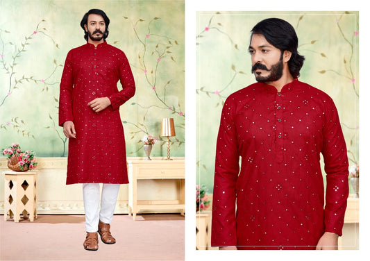 MEN’S KURTA PYJAMA WITH HEAVY EMBROIDERY WORK