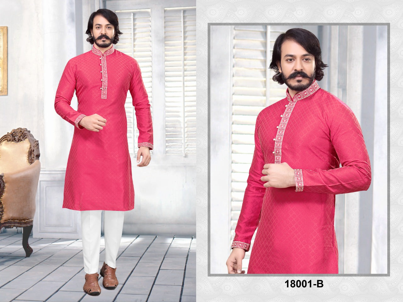 MEN’S KURTA PYJAMA WITH EMBROIDERY WORK