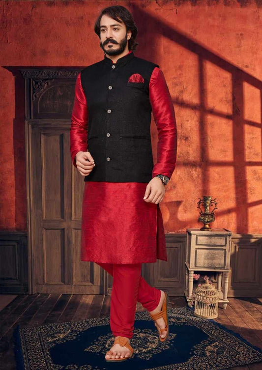 MEN’S STYLISH JACQUARD KOTI (JACKET) & KURTA PYJAMA