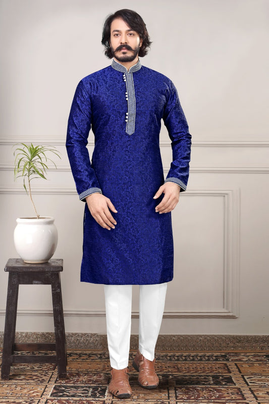 MEN’S STYLISH KURTA PYJAMA WITH EMBROIDERY WORK