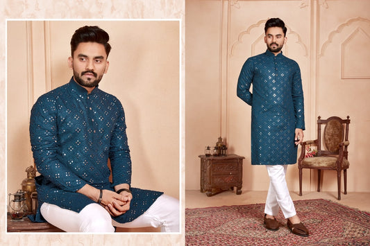 KID’S FANCY KURTA PYJAMA WITH HEAVY EMBROIDERY MIRROR WORK