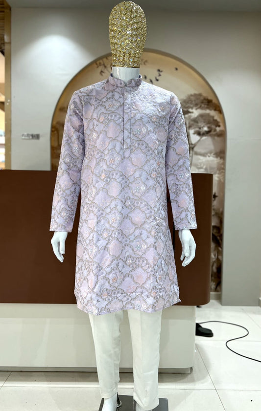 HEAVY SILK EMBROIDERY WORK STYLE KURTA PYJAMA