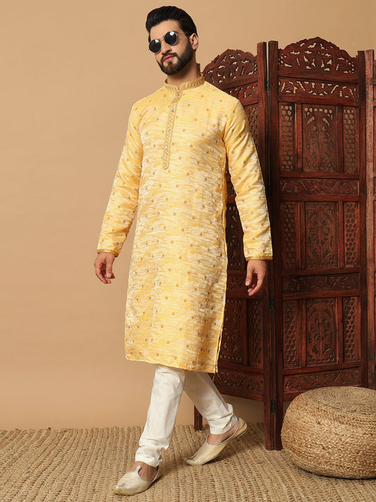 STYLISH KURTA PYJAMA JACQUARD SEQUENCE WORK