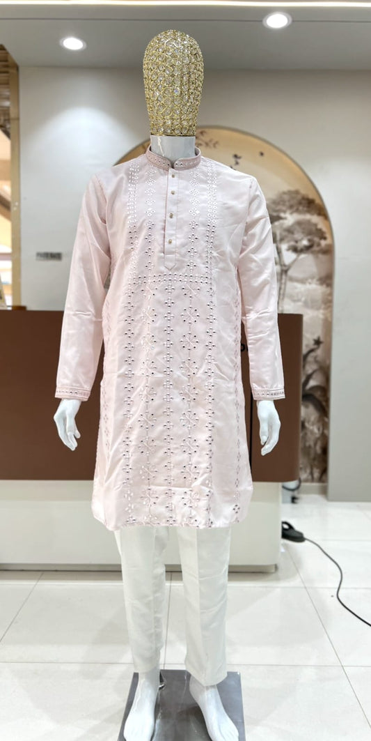 STYLISH KURTA PYJAMA HEAVY SILK EMBROIDERY WORK