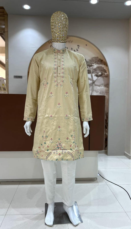 HEAVY SILK EMBROIDERY WORK STYLE KURTA PYJAMA