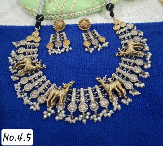 DUAL TONE  NECKLACE WITH EARRING
