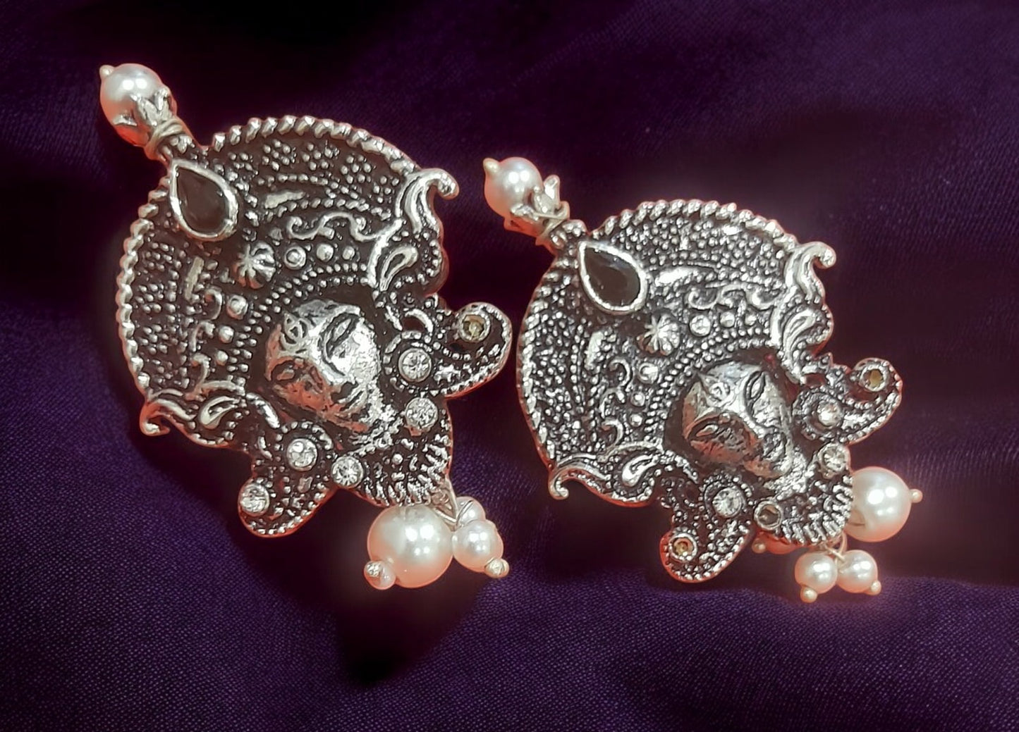 OXIDISED SILVER  EARRING