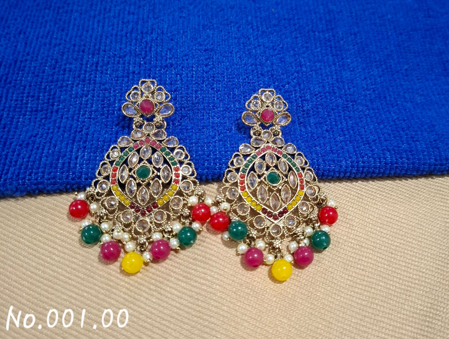 BEAUTIFUL MIX COLOUR POLKI EARRING