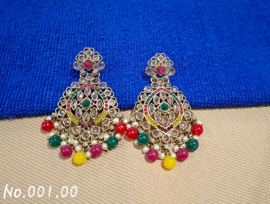 BEAUTIFUL MIX COLOUR POLKI EARRING