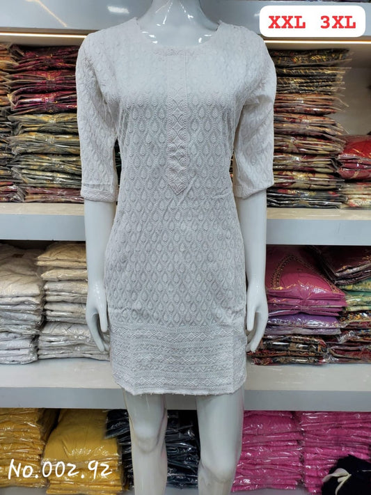 CHIKANKARI KURTI - WHITE